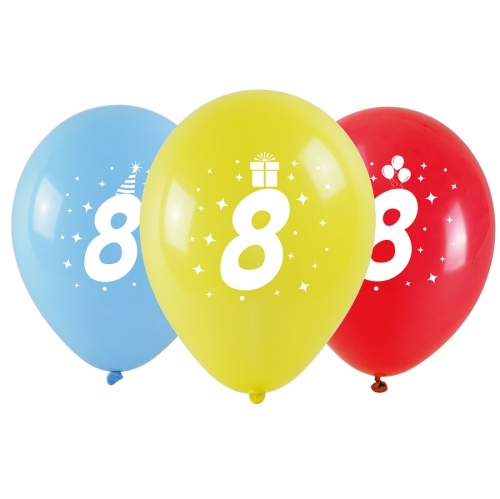 Balloons with Number 8 Print 3 pcs